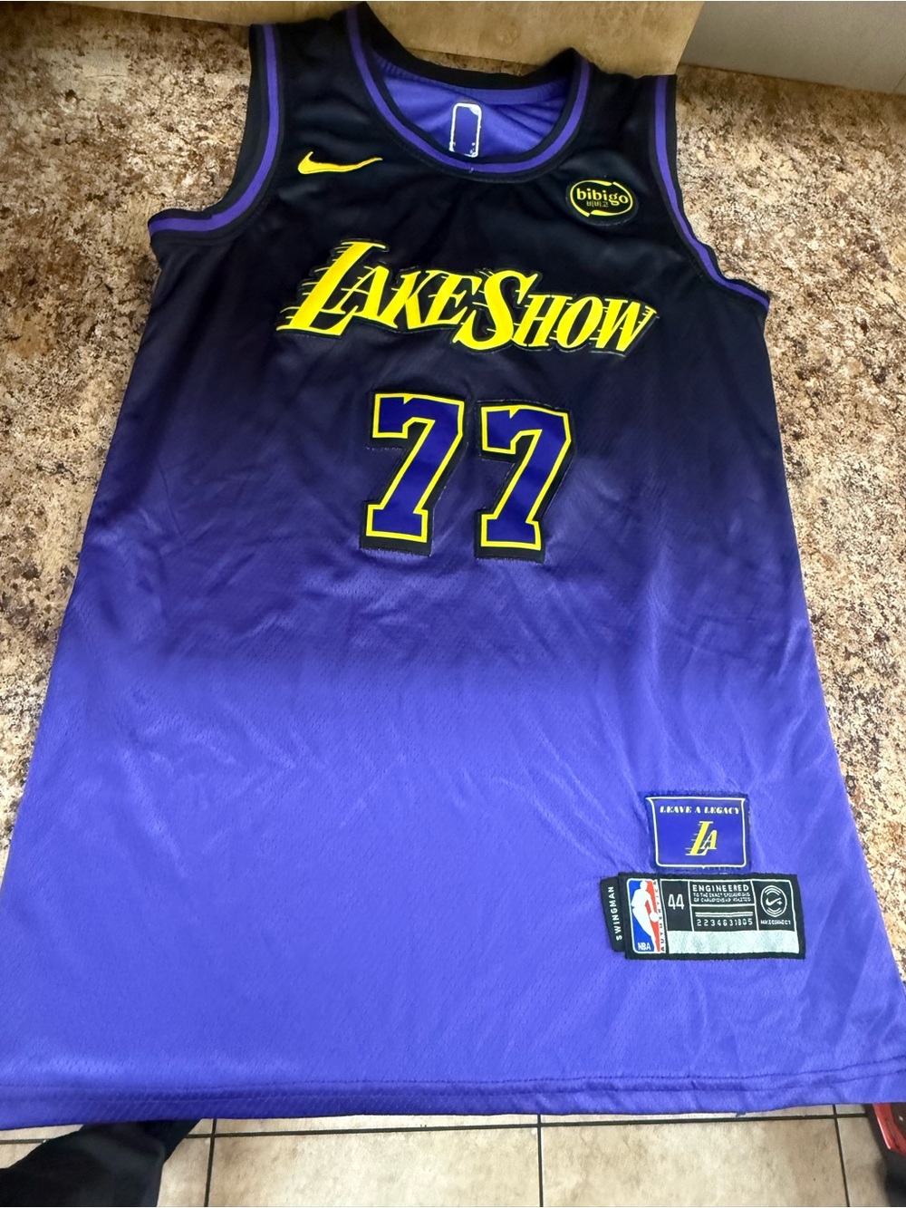 Nike Lakers 'Lakeshow' Purple and Yellow #77 Basketball Jersey